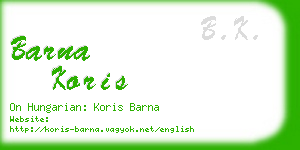 barna koris business card